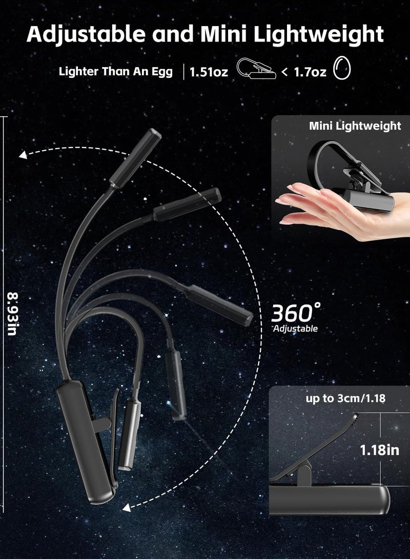 USB Rechargeable Book Light Clip-On Reading Lamp, 3 Color Modes Stepless Dimming LED Night Light Eye-Caring Flexible Book Light for Bed Reading Kids u0026 Adults - Image 5