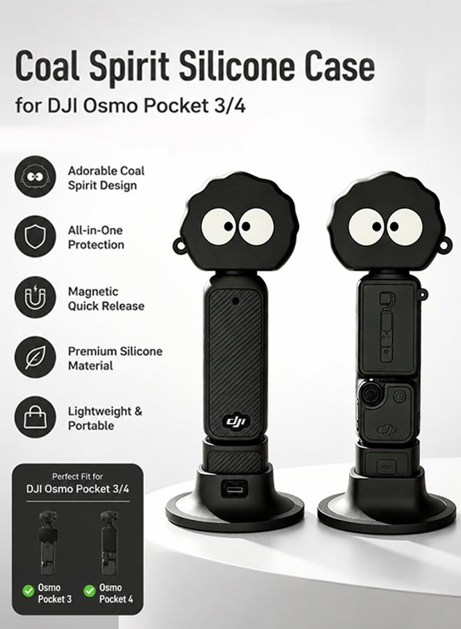 SUNDAREE غطاء حماية سيليكوني لـ Pocket 4، 8 قطع، غطاء حماية لـ DJI OSMO Pocket 4، حافظة واقية، واقي عدسة، قاعدة، غشاءان للعدسة، لـ DJI OSMO Pocket 4 Creator Combo (أسود، 8) - Image 4