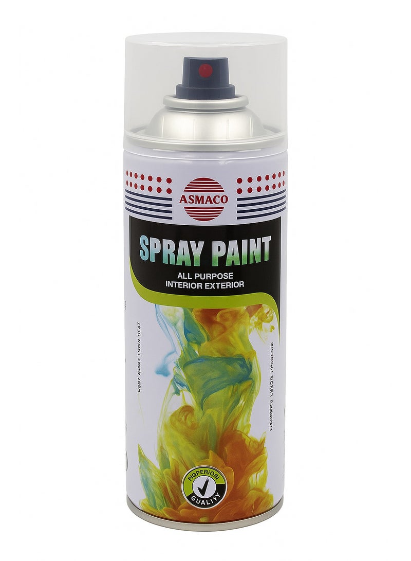 Asmaco All Purpose Clear Spray Paint 400ml – Fast Drying, Interior & Exterior, Protective High Gloss Finish