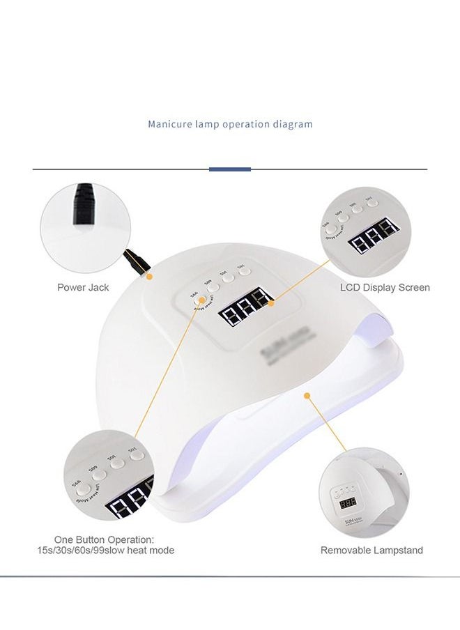 Arabest - Professional 80W UV LED Gel Nail Polish Dryer Curing Light with 4 Timer Settings Automatic Sensor for Fingernails Toenails White - Image 1