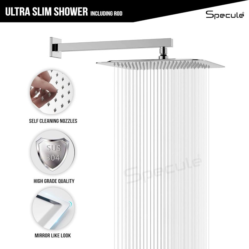 Specule Alive Pure Brass 2 in 1 Wall Mixer with 190mm Bend Pipe 6x6 Overhead Shower Set and Brass Wall Flange Mixer tap for Bathroom Bathroom Mixer Set Wall Mixture Mirror Chrome - Image 5