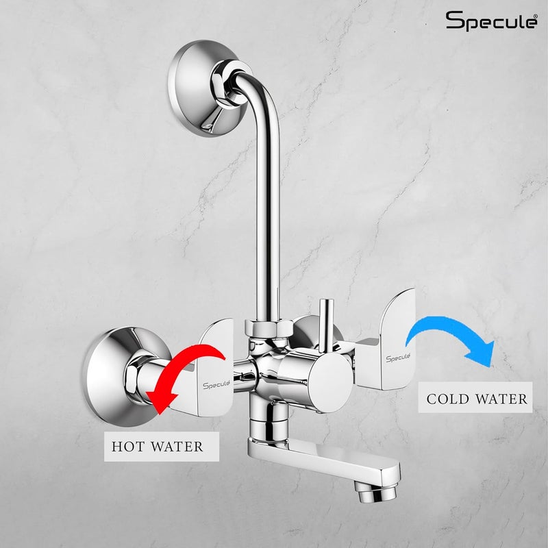 Specule Alive Pure Brass 2 in 1 Wall Mixer with 190mm Bend Pipe 6x6 Overhead Shower Set and Brass Wall Flange Mixer tap for Bathroom Bathroom Mixer Set Wall Mixture Mirror Chrome - Image 3