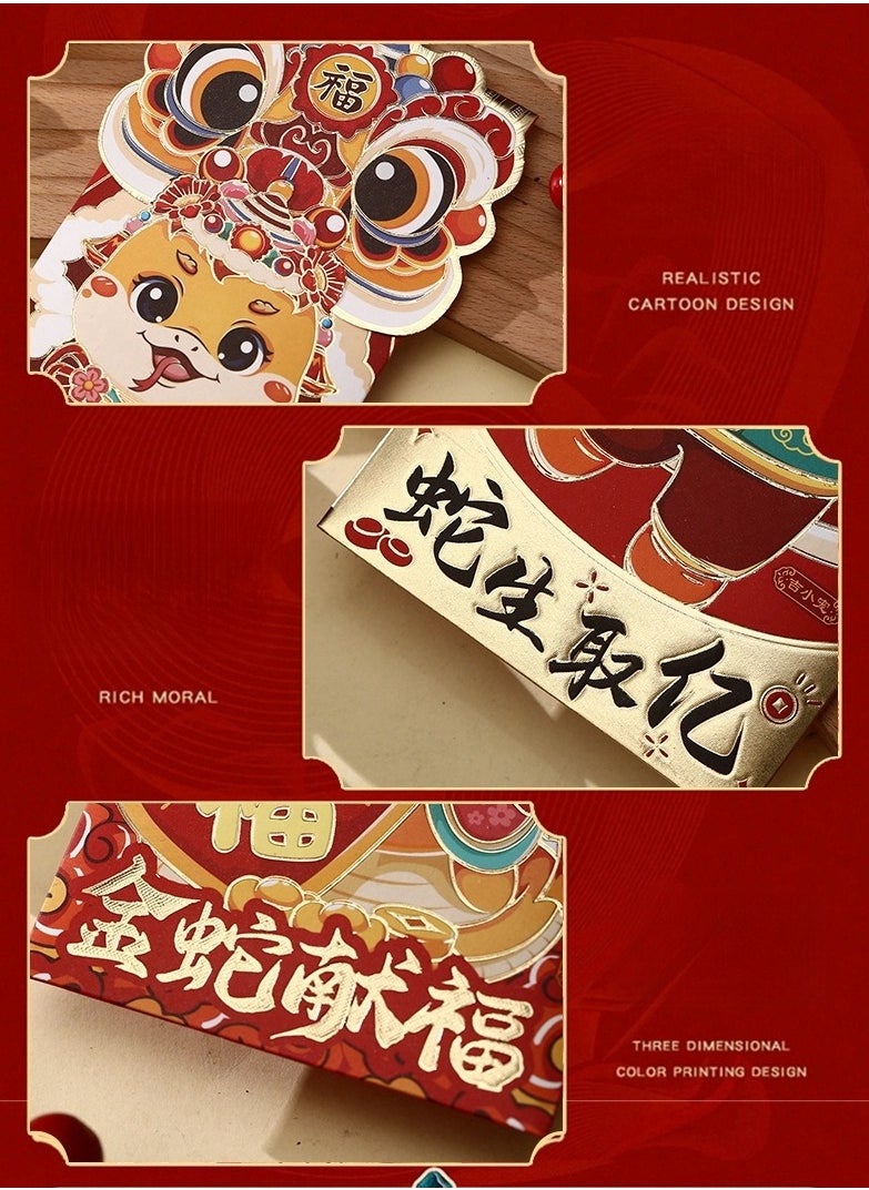 Beauenty 2025 Year of the Snake Red Envelope New Year Red Envelope Envelope Money Decoration Envelope Chinese Red Envelope Paper Money Red Envelope Dragon Year Red Envelope Cartoon, 12pcs  - Image 3