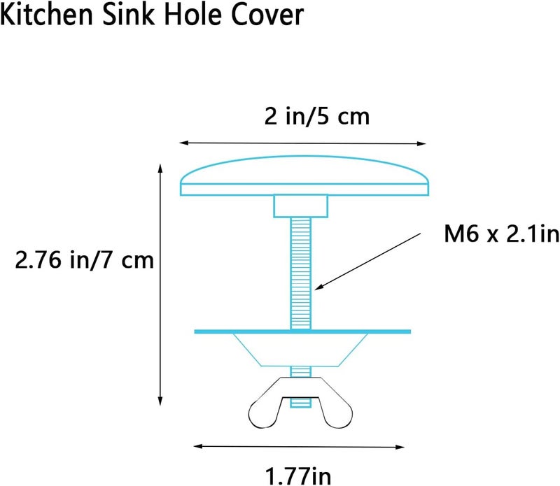 ZMD 2 Inch Kitchen Sink Hole Cover,Faucet Hole Cover Stainless Steel Hole Plug Counter Top Hole Plug Kitchen Sink Tap Hole Sink Plug Stopper Kitchen Blanking Metal Plug (Gold) - Image 2