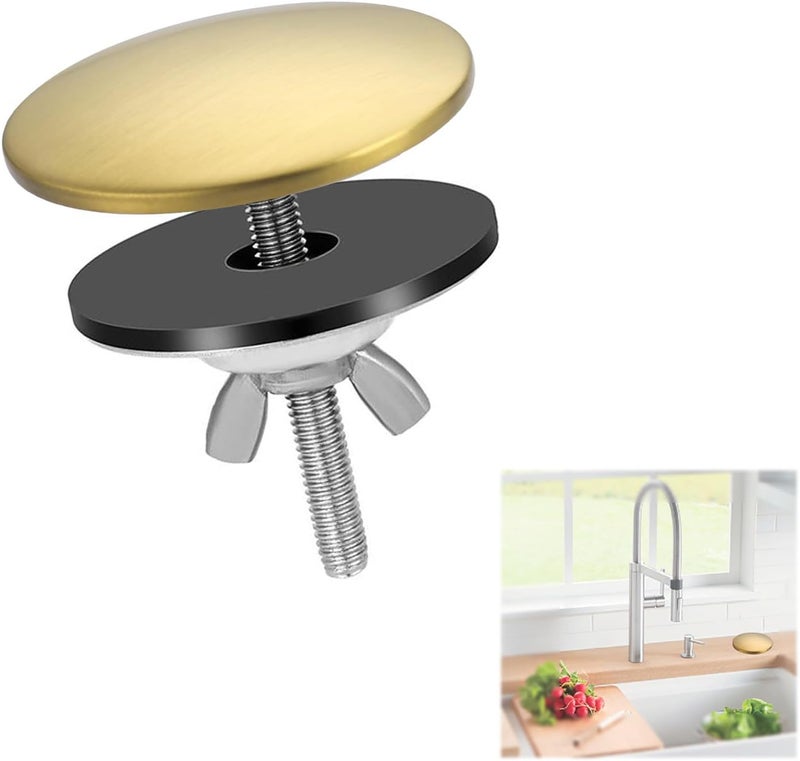 ZMD 2 Inch Kitchen Sink Hole Cover,Faucet Hole Cover Stainless Steel Hole Plug Counter Top Hole Plug Kitchen Sink Tap Hole Sink Plug Stopper Kitchen Blanking Metal Plug (Gold) - Image 1