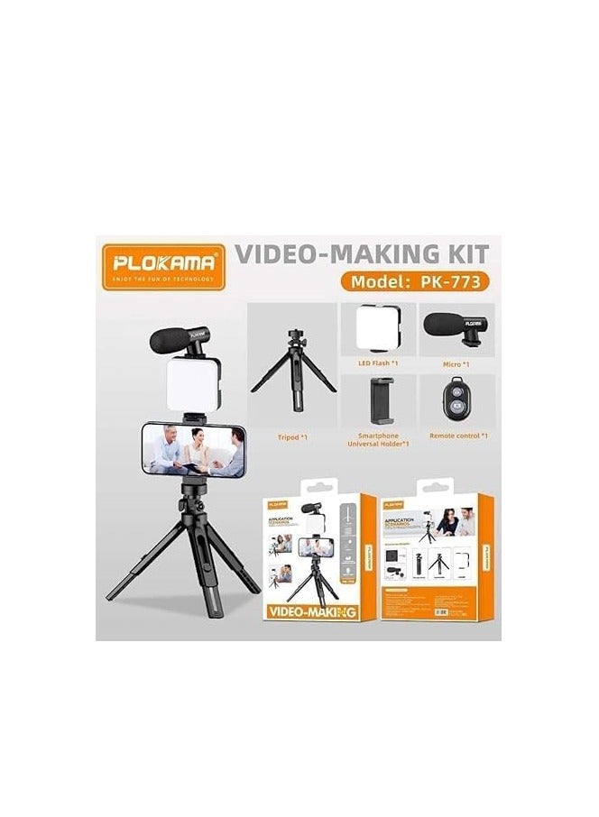 5 in 1 Video Camera Tripod, Grip Mount, Microphone and LED Light Kit for Any Smartphone for Professional Filmmaking and Video (U-Shaped Frame, LED Light, Microphone and Tripod), Model No. (PK-773) - Image 5
