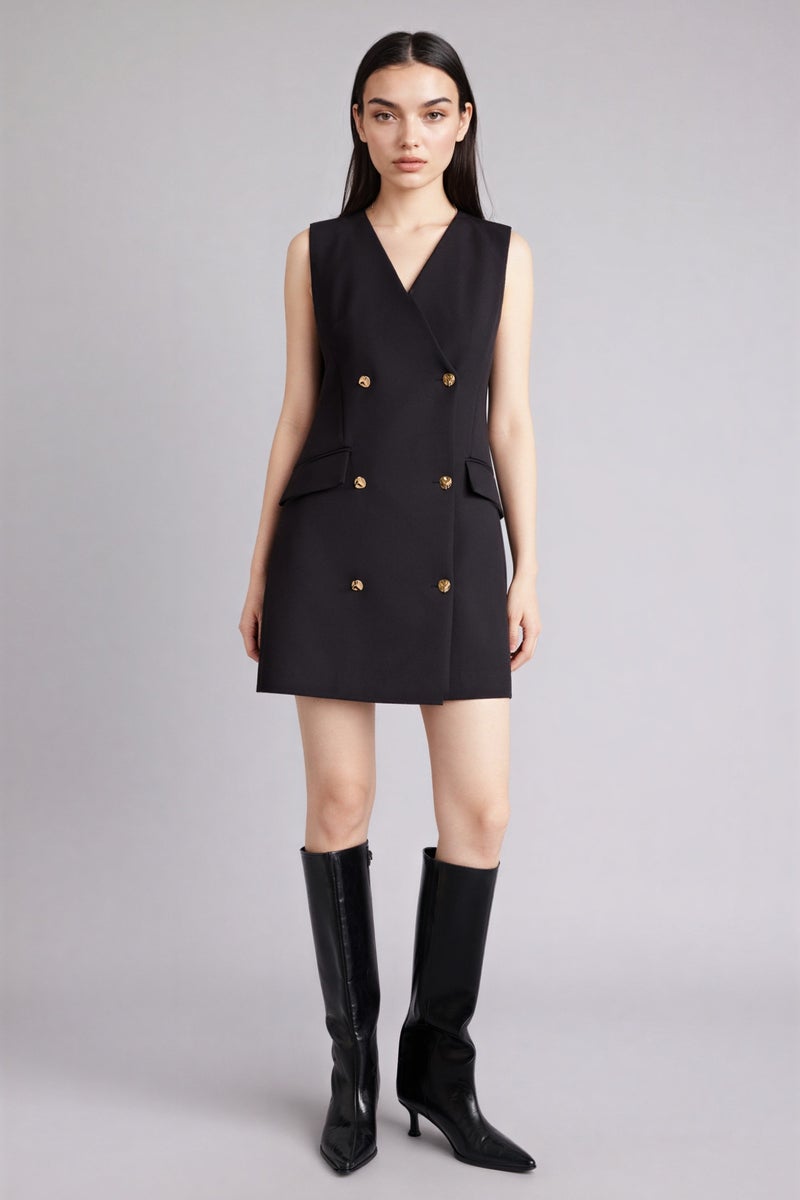 ديفاكتو فستان قصير نص كم بياقة هالتر - Image 4