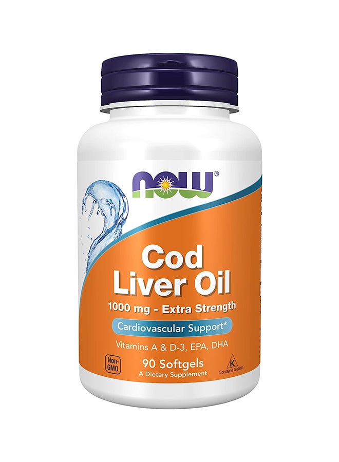 Now Foods Cod Liver Oil Extra Strength 1000 mg 90 Softgels - Image 1
