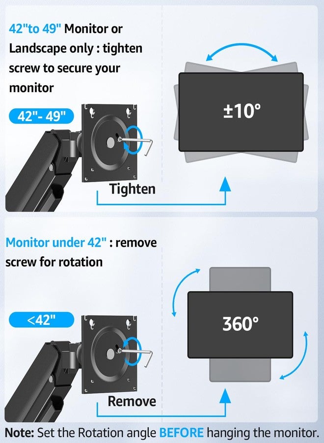 MOUNTUP حامل شاشة MOUNTUP شديد التحمل للشاشات المنحنية حتى 49 بوصة ووزن 44 رطلاً، حامل مكتبي لشاشة واحدة عريضة للغاية، حامل شاشات متوافق مع سامسونج أوديسي G9 وغيرها، حامل VESA بقاعدة مشبك وحلقة تثبيت - Image 3
