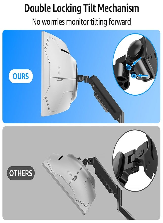 MOUNTUP حامل شاشة MOUNTUP شديد التحمل للشاشات المنحنية حتى 49 بوصة ووزن 44 رطلاً، حامل مكتبي لشاشة واحدة عريضة للغاية، حامل شاشات متوافق مع سامسونج أوديسي G9 وغيرها، حامل VESA بقاعدة مشبك وحلقة تثبيت - Image 4