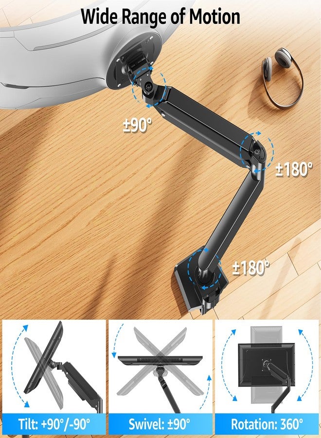 MOUNTUP حامل شاشة MOUNTUP شديد التحمل للشاشات المنحنية حتى 49 بوصة ووزن 44 رطلاً، حامل مكتبي لشاشة واحدة عريضة للغاية، حامل شاشات متوافق مع سامسونج أوديسي G9 وغيرها، حامل VESA بقاعدة مشبك وحلقة تثبيت - Image 5