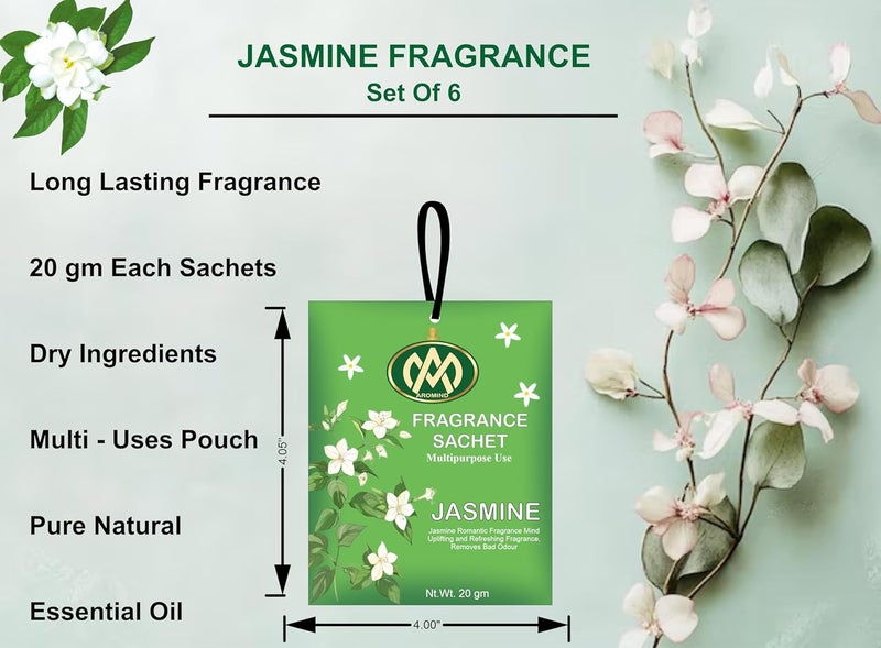 AROMIND Aromind Fragrance Sachets Set Of 6 Jasmine 2Ogm Each Fragrance Pouch Long Lasting Aroma Air Freshener For Wardrobe Clothes Home Car Bathroom Bags Drawer Cupboard Etc Multi Use Fragrance Sachet  - Image 2