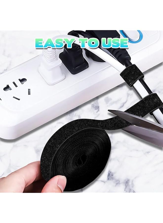 erorex - Fastening Tape Cable Ties 2Cmx5M Reusable Fastening Nylon Tape Cable Straps Roll Double Sided Self Gripping Hook And Loop Straps Wire Ties Cords Management Cable Organizer Straps - Image 1