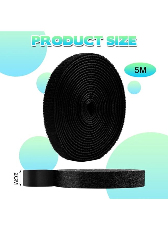 erorex - Fastening Tape Cable Ties 2Cmx5M Reusable Fastening Nylon Tape Cable Straps Roll Double Sided Self Gripping Hook And Loop Straps Wire Ties Cords Management Cable Organizer Straps - Image 1