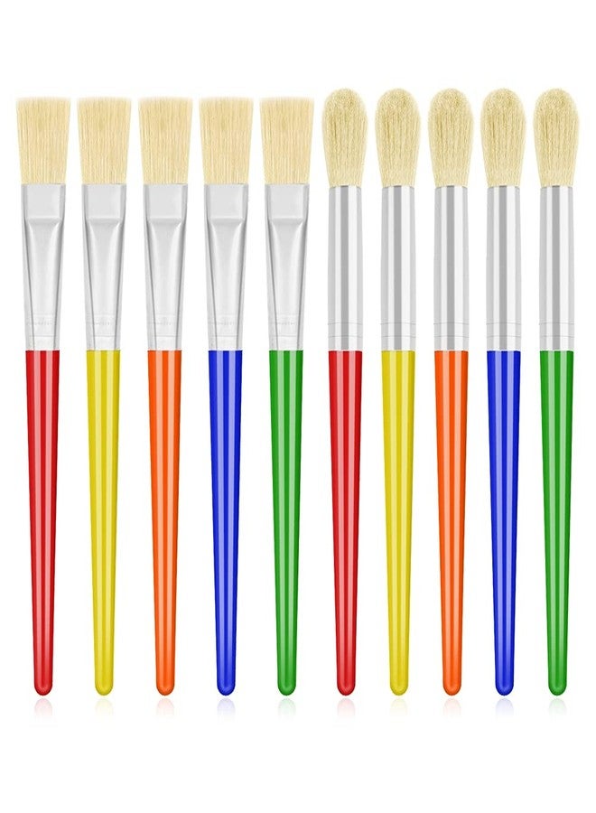 Anezus Large Chubby Paint Brushes Round and Flat Preschool Paint Brushes for Washable Paint Acrylic Paint For Toddler , 10Pcs - Image 1