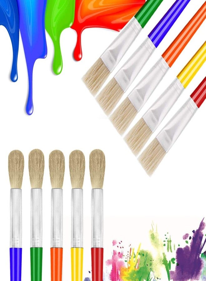 Anezus Large Chubby Paint Brushes Round and Flat Preschool Paint Brushes for Washable Paint Acrylic Paint For Toddler , 10Pcs - Image 4