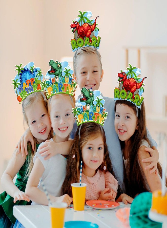 KKBES Happy Birthday Headbands, Dinosaur Party Hats, Dinosaur Birthday Hats for Kids, 3 Patterns - Image 5