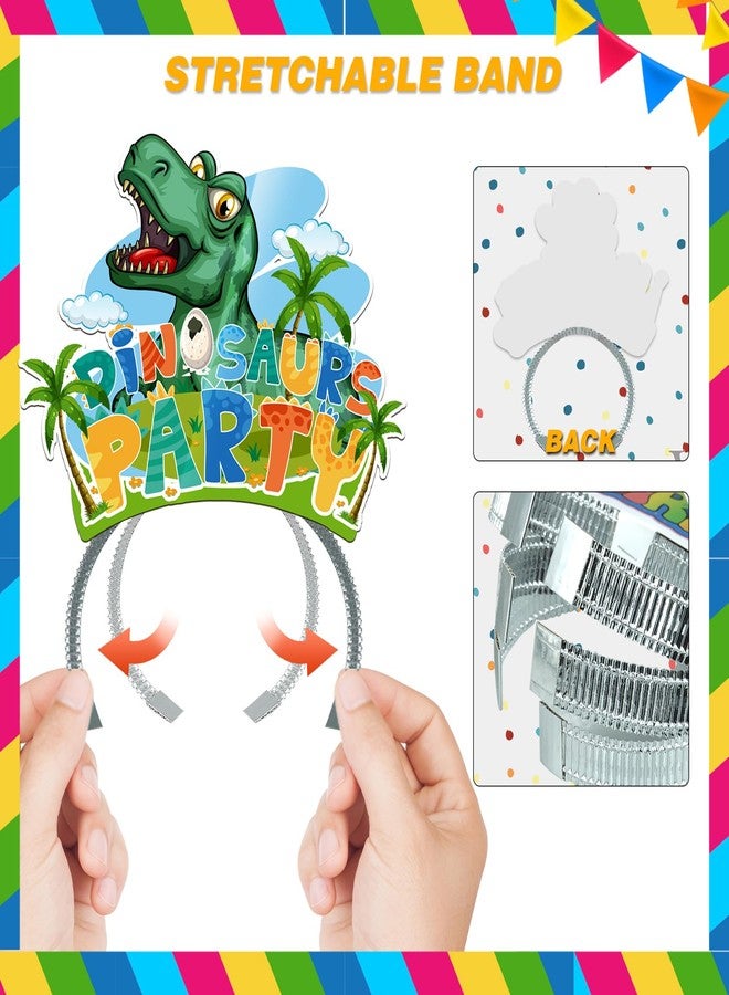KKBES Happy Birthday Headbands, Dinosaur Party Hats, Dinosaur Birthday Hats for Kids, 3 Patterns - Image 3