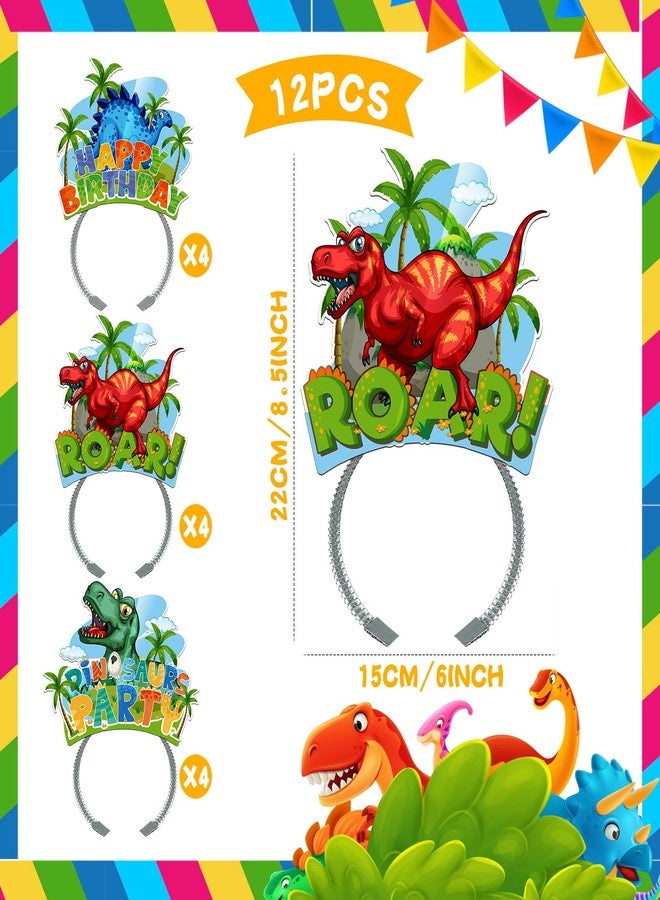 KKBES Happy Birthday Headbands, Dinosaur Party Hats, Dinosaur Birthday Hats for Kids, 3 Patterns - Image 4