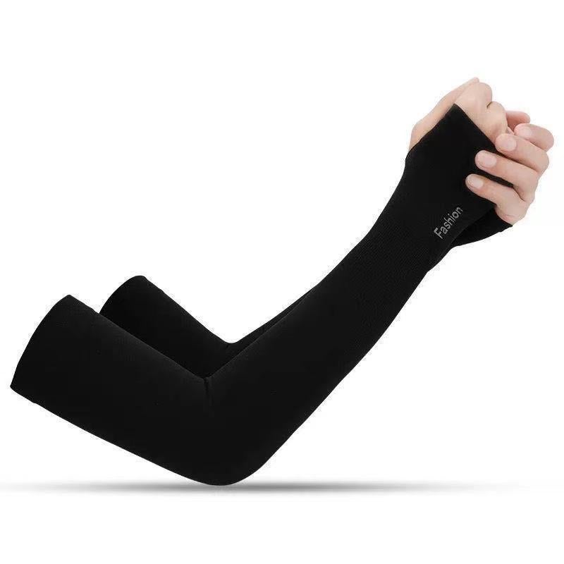 Summer Ice Sleeves Mens and Womens Ice Silk Sleeves UV-resistant Breathable Gloves Arm Sleeves Riding Driving Arm Sleeves 1 pair Black