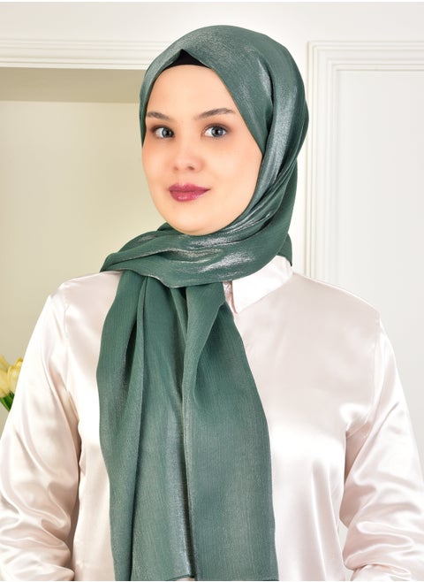 Shimmering Elegance Hijab Shawl In Green: Made in Turkey, lightweight, non-slip and perfect for all your special occasions