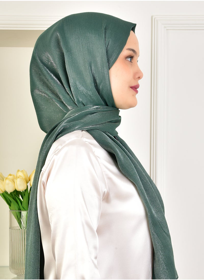 Burden İpek Shimmering Elegance Hijab Shawl In Green: Made in Turkey, lightweight, non-slip and perfect for all your special occasions  - Image 3
