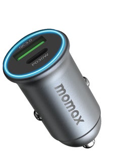 Momax MOMAX UC18E MoVe 30W Dual-Port Fast Car Charger – USB-C & USB-A, Compact & Durable, High-Speed Charging for iPhone, Samsung, iPad, and More – Grey  - Image 1