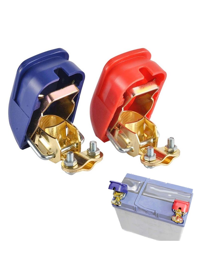 Quick Release 12V Battery Terminal Clamps Connectors, 2 Pcs Quick Disconnect Terminals for Car Caravan Motorhome Red Blue - Image 1