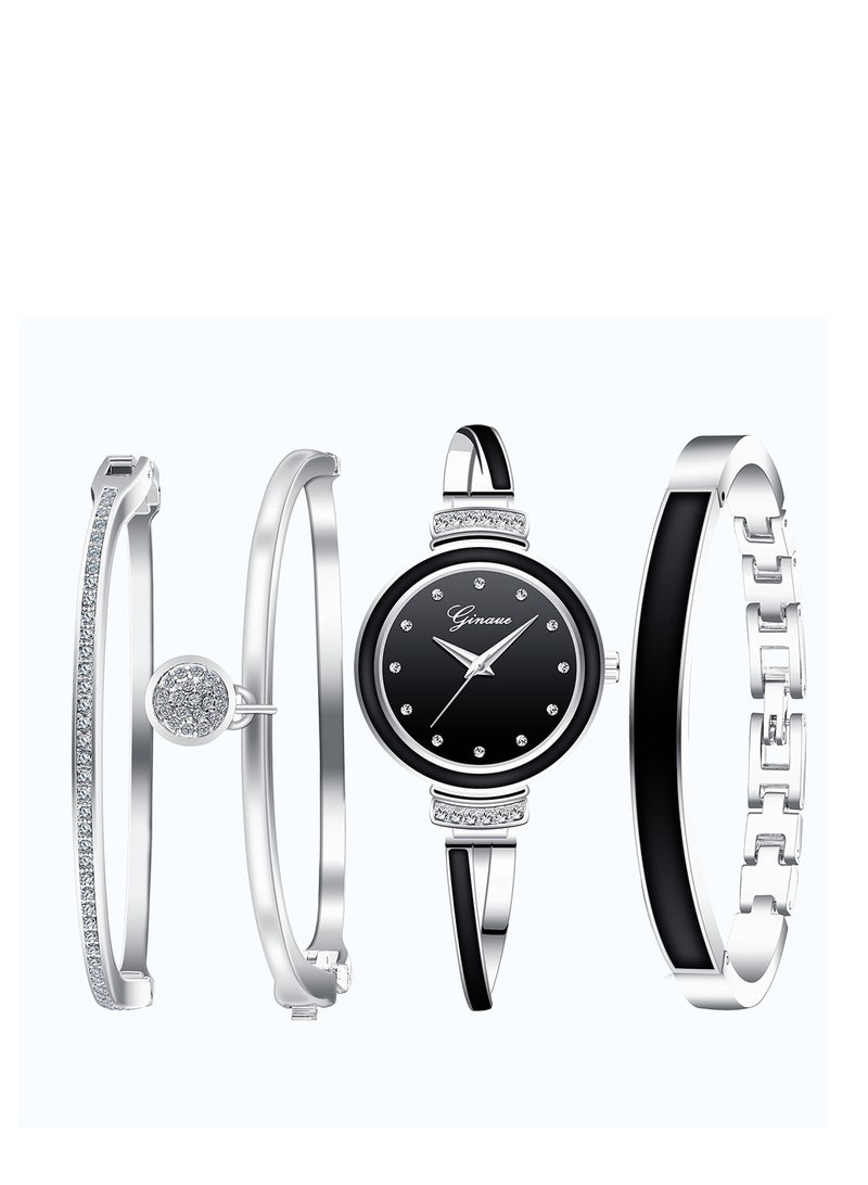 Stylish beautiful Ladies Watch Bracelet 4PCS Charming and elegant holiday gift women's Watch Set