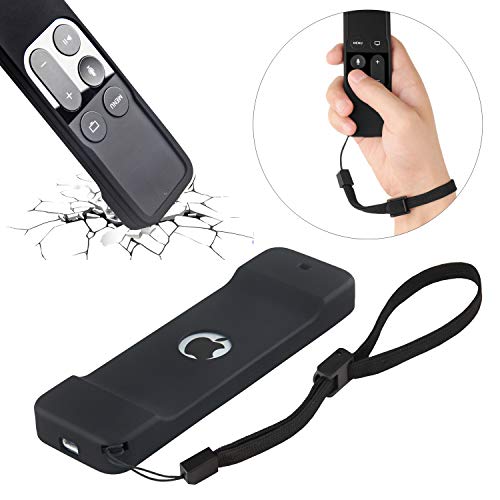 Pinowu Silicone Case for Apple TV 4K/4th Gen Remote, Lightweight Anti-Slip & Secure Protective Cover for Apple TV 4K Siri Remote Controller with Hooks - Black - Image 2