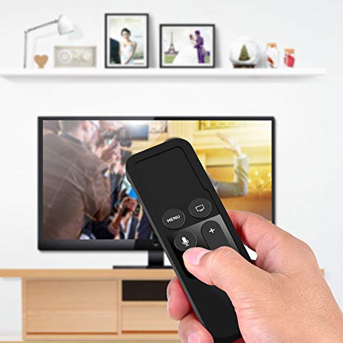 Pinowu Silicone Case for Apple TV 4K/4th Gen Remote, Lightweight Anti-Slip & Secure Protective Cover for Apple TV 4K Siri Remote Controller with Hooks - Black - Image 4