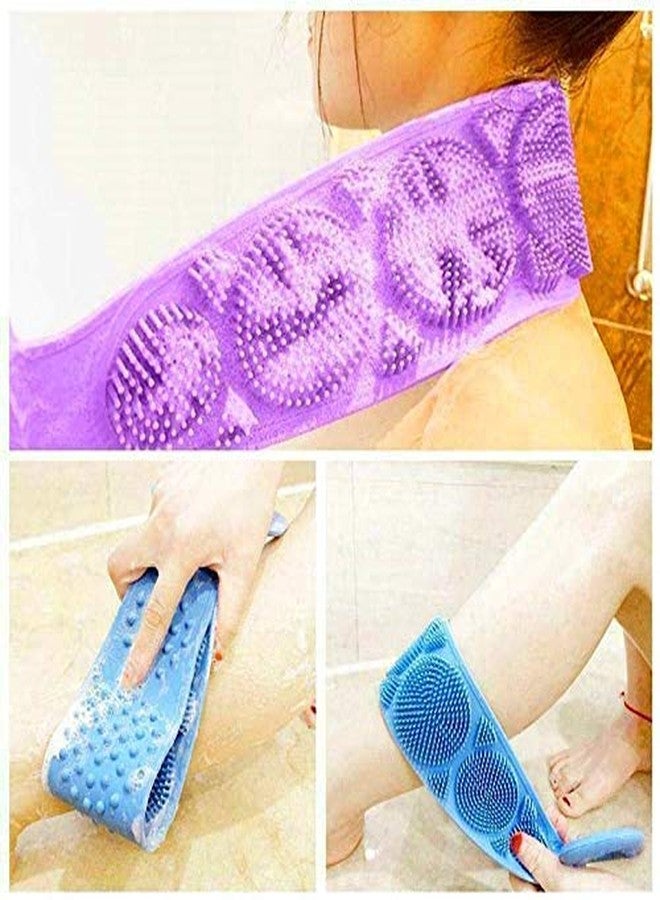 LOZOX Silicone Body Back Scrubber, Double Side Bathing Brush for Skin Deep Cleaning Massage, Dead Skin Removal Exfoliating Belt for Shower, Easy to Clean, Lathers Well for Men & Women (Multicolor) - Image 4