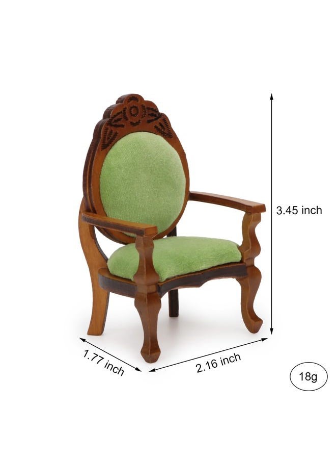 Cutemini Mini Furniture for Dolls Upholstered Armchair Dollhouse Accessories Retro Vintage Wooden Carved Armchair for Living Room, Bedroom and Dining Hall (B) - Image 5