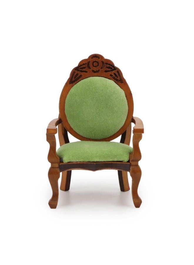 Cutemini Mini Furniture for Dolls Upholstered Armchair Dollhouse Accessories Retro Vintage Wooden Carved Armchair for Living Room, Bedroom and Dining Hall (B) - Image 2