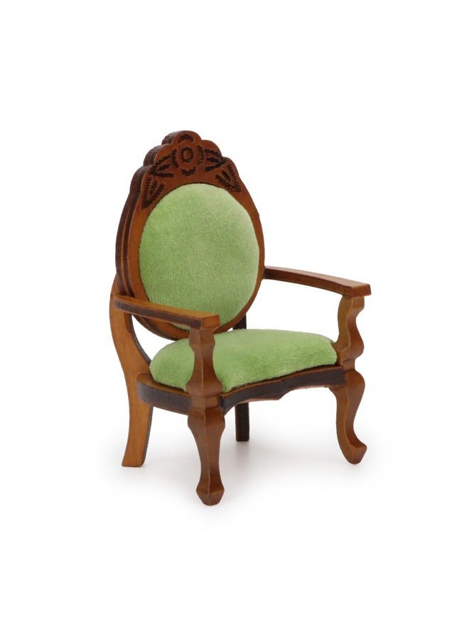 Cutemini Mini Furniture for Dolls Upholstered Armchair Dollhouse Accessories Retro Vintage Wooden Carved Armchair for Living Room, Bedroom and Dining Hall (B) - Image 1