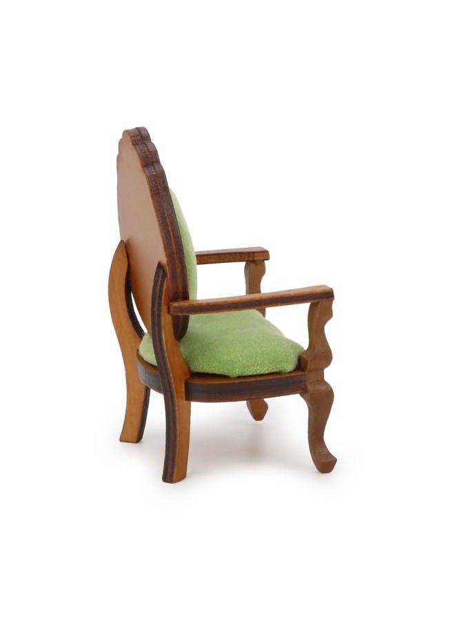 Cutemini Mini Furniture for Dolls Upholstered Armchair Dollhouse Accessories Retro Vintage Wooden Carved Armchair for Living Room, Bedroom and Dining Hall (B) - Image 3