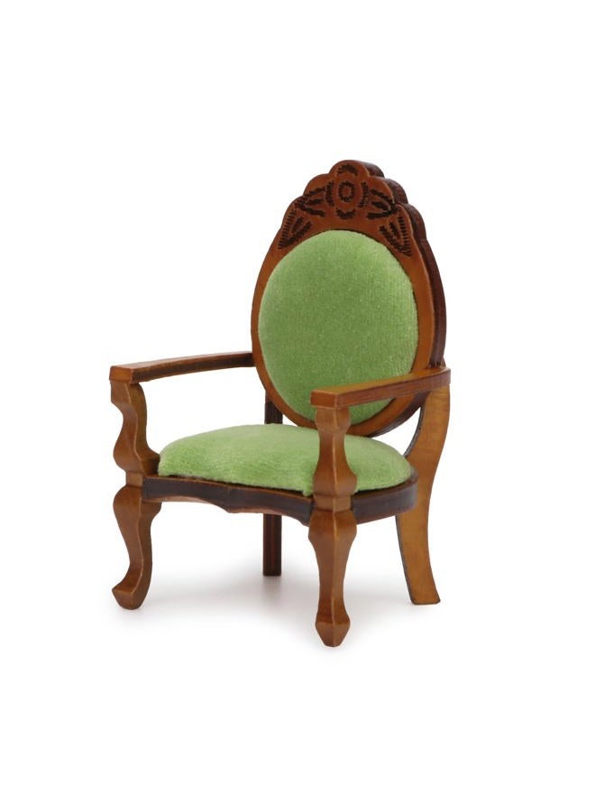 Cutemini Mini Furniture for Dolls Upholstered Armchair Dollhouse Accessories Retro Vintage Wooden Carved Armchair for Living Room, Bedroom and Dining Hall (B) - Image 4
