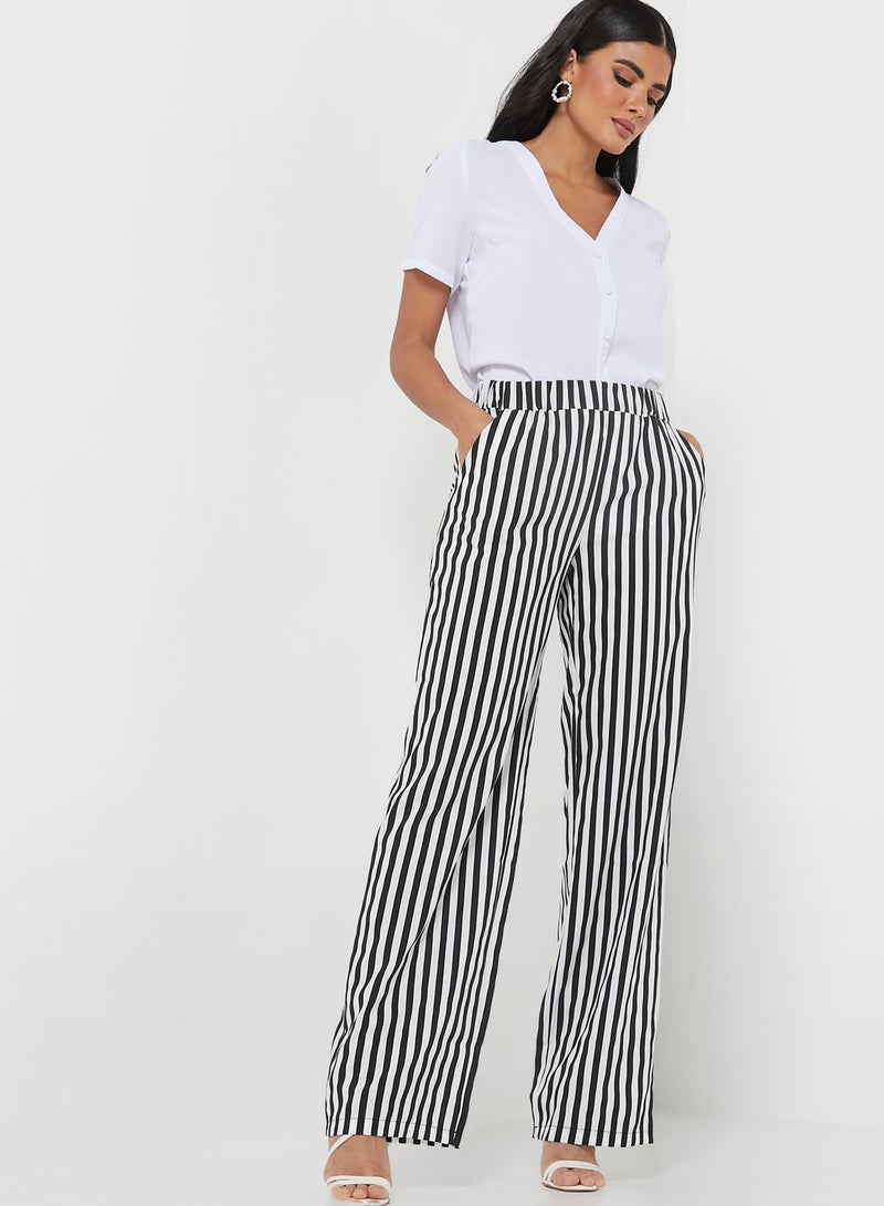 boohoo Striped Wide Leg Pants - Image 1