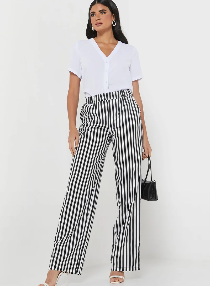 boohoo Striped Wide Leg Pants