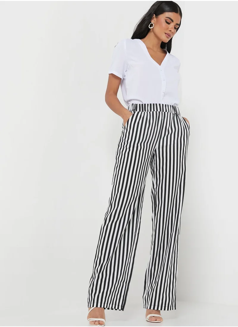 boohoo Striped Wide Leg Pants