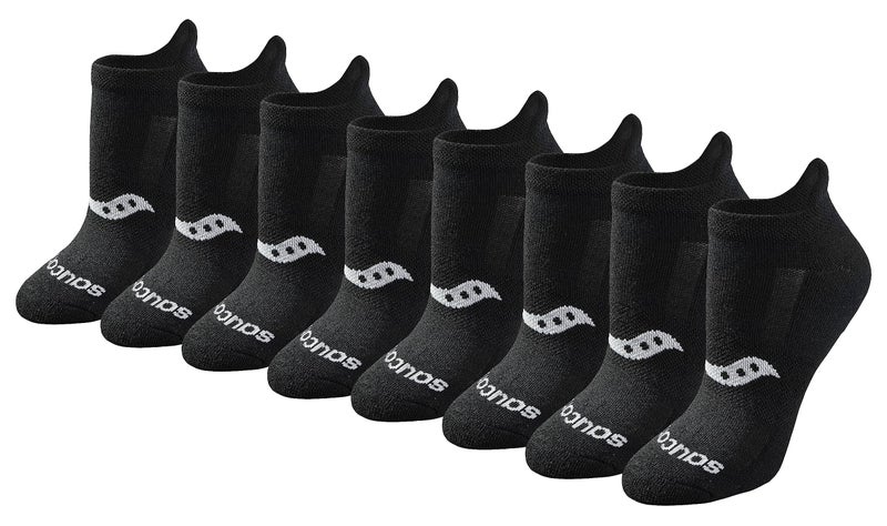 Saucony Womens RunDry Performance 8 16 Pairs Heel Tab Athletic Socks SL Black Solid 8 Pairs Large