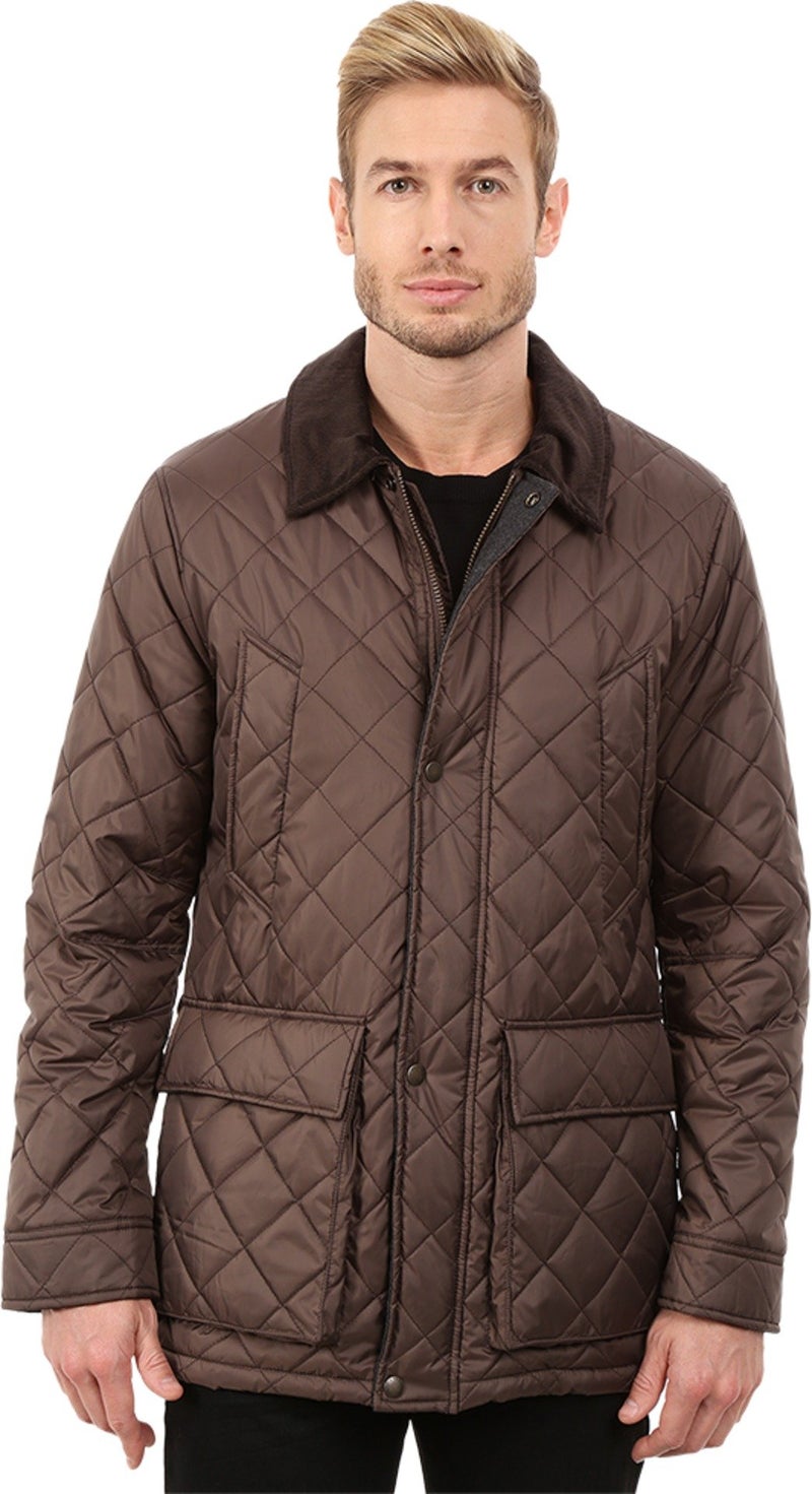 Cole Haan Men's Quilted Nylon Barn Jacket with Corduroy Details, wren, Small - Image 2