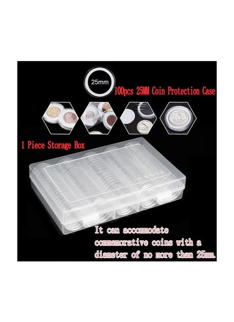 1-Set Plastic Box Coin Collection Holder With Capsules Case,Commemorative Coin Holder Display Cases,Collection 100 Coins Less Than 25MM