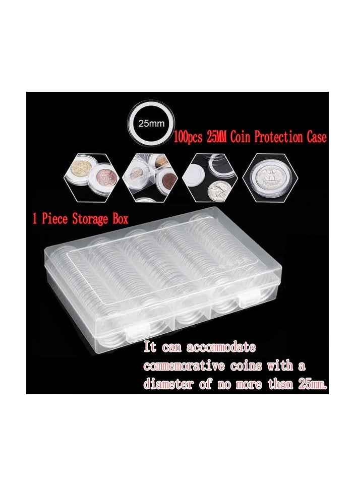 null - 1-Set Plastic Box Coin Collection Holder With Capsules Case,Commemorative Coin Holder Display Cases,Collection 100 Coins Less Than 25MM - Image 1