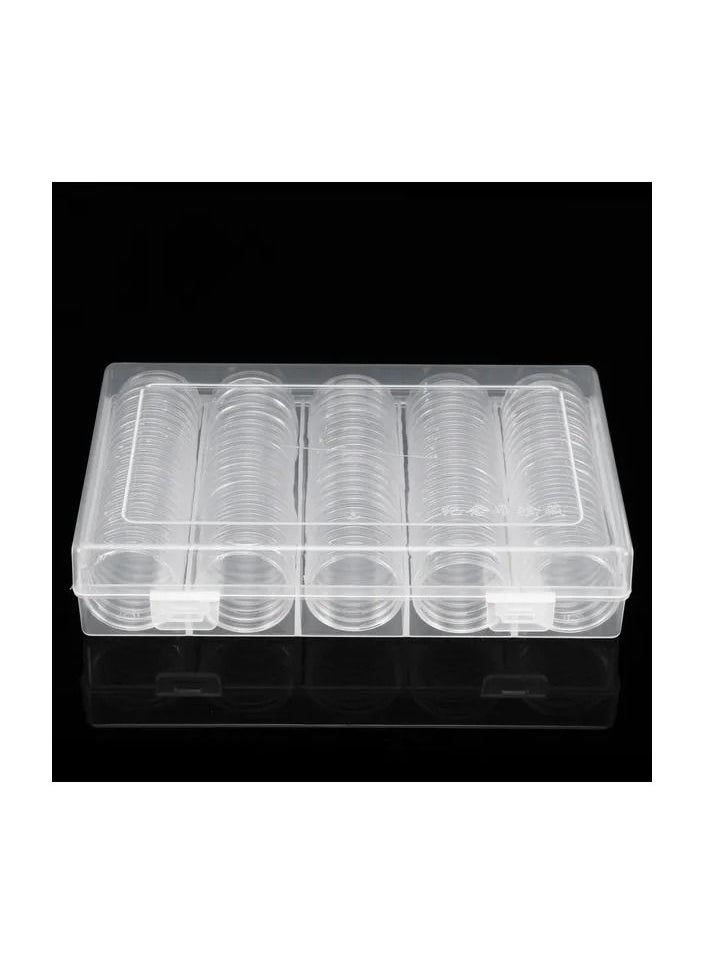 null - 1-Set Plastic Box Coin Collection Holder With Capsules Case,Commemorative Coin Holder Display Cases,Collection 100 Coins Less Than 25MM - Image 1