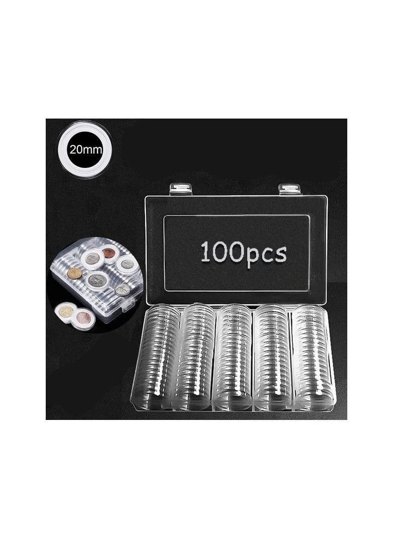 null - 1-Set Plastic Box Coin Collection Holder With Capsules Case,Commemorative Coin Holder Display Cases,Collection 100 Coins Less Than 25MM - Image 1
