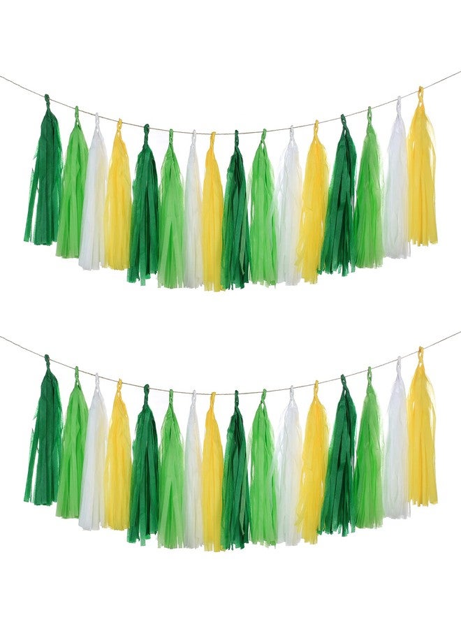 Meetppy 20PCS Yellow Green White Party Decorations Tissue Party Banner Garland for Bachelorette Engagement Birthday Wedding Baby Bridal Shower Anniversary Garden Tea Party Supplies - Image 1