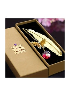 Generic “Perfect gift for reading and nature lovers: handcrafted dragonfly and feather book separator 