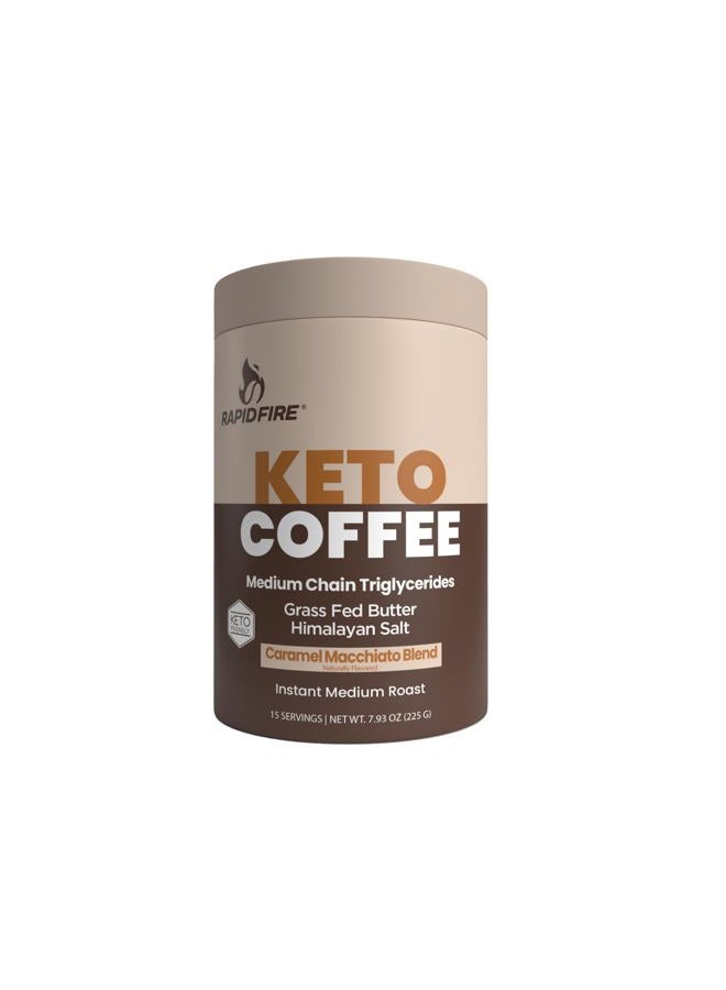 Rapid Fire Rapidfire Keto Coffee Instant Coffee Mix, Caramel Macchiato Flavor, 7.93 Ounce (255g), 15 Servings - Image 1
