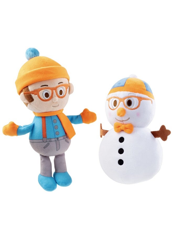 Jazwares Blippi 7" Christmas Blippi & Snowman Plush, 2-Pack Set - Officially Licensed - Quality Soft Stuffed Animal Figure Toy - Holiday Stocking Stuffer Gift For Toddlers, Kids, Boys & Girls - 12 Mo+  - Image 1